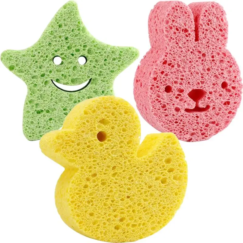 3 Pcs Children's Bath Sponge Sponges Body Wash Bathing Cute Frosted Wood Pulp Baby Shower Wood Pulp Cellulose Scrubber for Tools 2