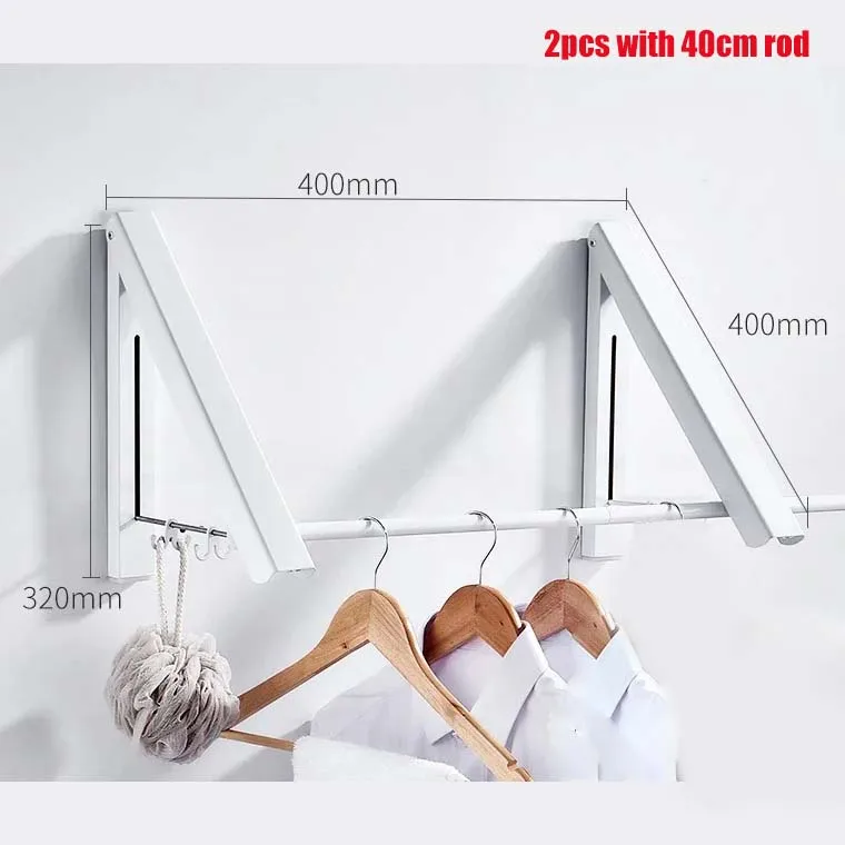 Clothes Drying Rack Wall Mounted Laundry Racks for Drying Clothes Aluminum Foldable Space Saving Clothes Hanger 6