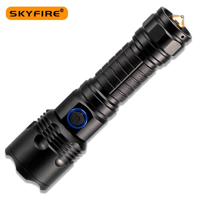 SKYFIRE Arc Lighter LED Flashlight Attack Head Zoomable Torch Lights  Lanterna Rechargeable 18650 Battery and Mount Outdoor Survival Flashlight