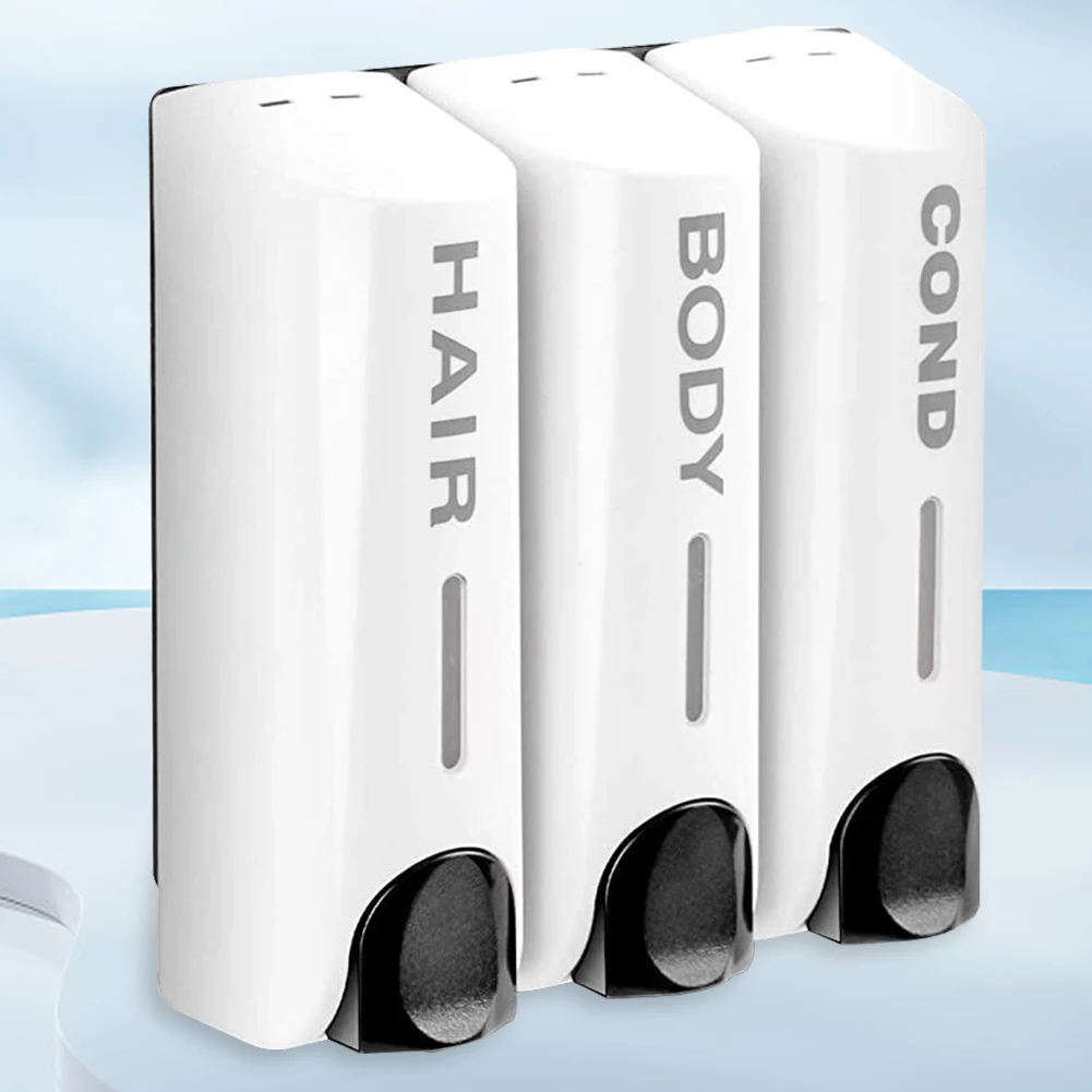 Triple 350ml Body Wash Dispenser Heat-Resistant Wall-Mount Washing Lotion Soap Container Large Capacity for Bathroom Accessories