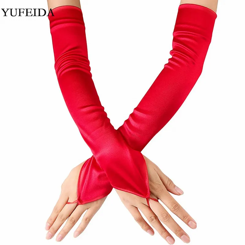 Fashion Long Gloves Satin Opera Evening 