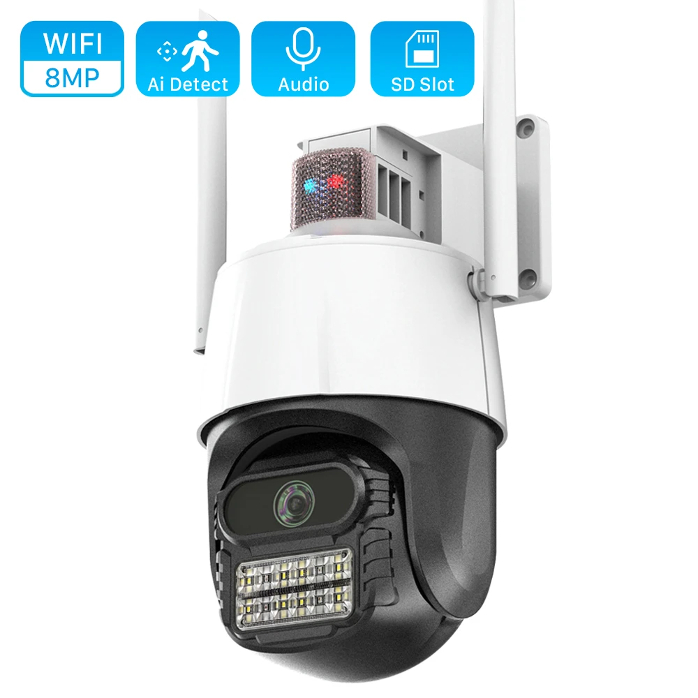 8mp Wifi Ip Camera With Antitheft Siren Alarm Human Detect Ptz Camera
