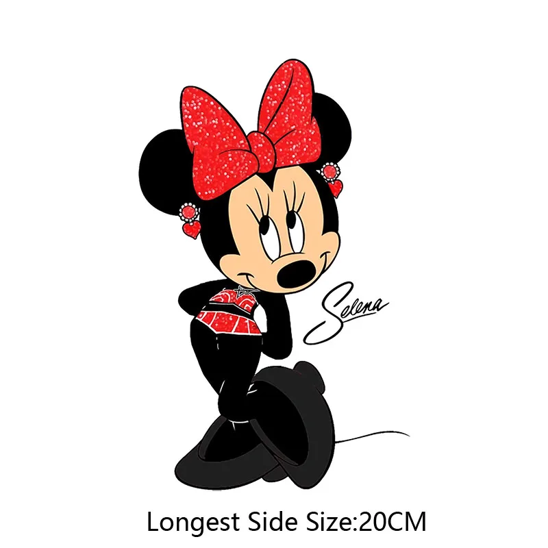 5PCS Cartoon Mickey Minnie Mouse Cloth Paste Minnie Couple Clothes  Decoration Iron on Patches Embroidery Patches
