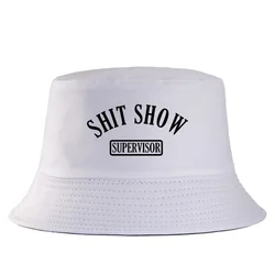 Reversible Sarcastic Print Bucket Hat - Funny Summer Streetwear Sun Cap - Hat girth 56 - 58cm (A white)