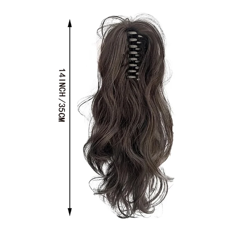 H&STAR 14Inch Synthetic  Curly Wavy Ponytail  Chic Hairpiece with Easy Claw Elegant Style for Women