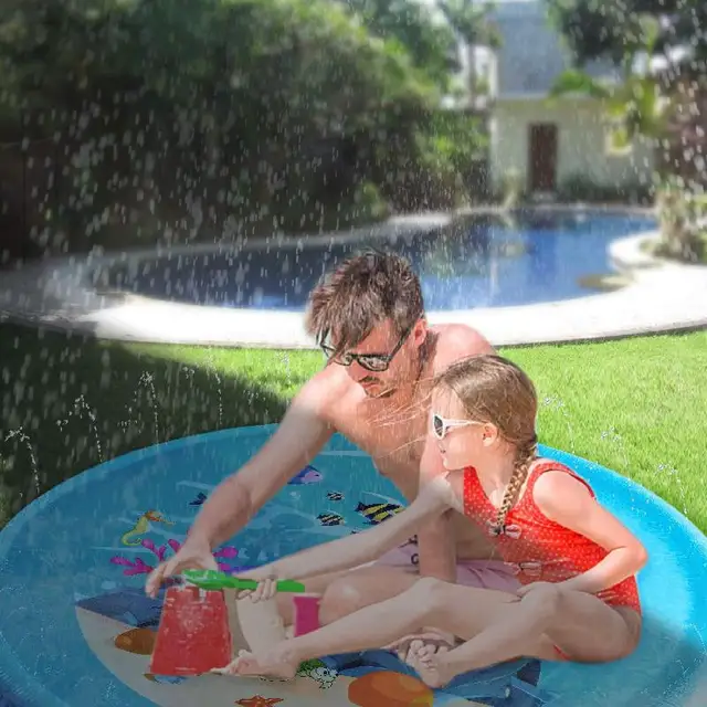 New 200cm Summer Children's Outdoor Fun Toys Beach Inflatable Spray Water Pad Lawn Baby Round Play Mat Garden Swimming Pool 2