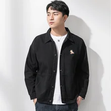 

Mens Street Fashion Denim Jacket Brand Maison Fox Mascot Embroidery Logo Vintage Outwear Coat Streetwear Clothing Flight Jacket