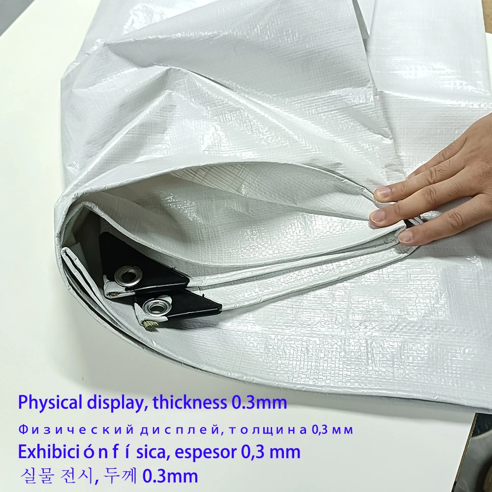 Tarp 2x2m 3 3*3 3x4 5m Outdoor Rain Shade Waterproof Tarpaulin Tent Sunshade White Awning Uv Blocking Camp Cover Canopy White
