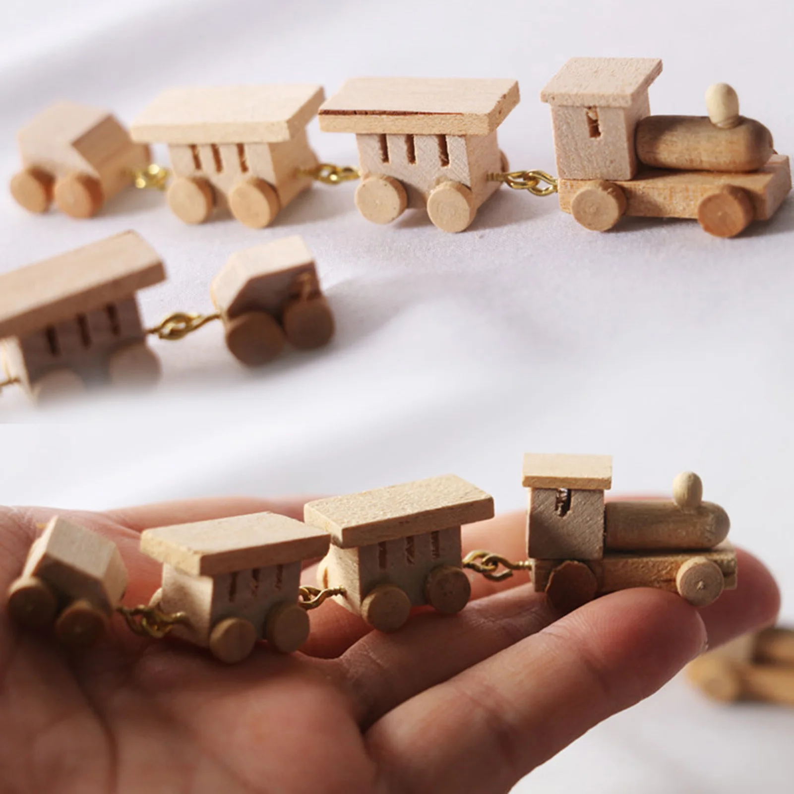 1Pc Mini Wooden Train Simulation Model Toys 1/12 Dollhouse Miniature Accessories For Doll House Decoration Educational Toys