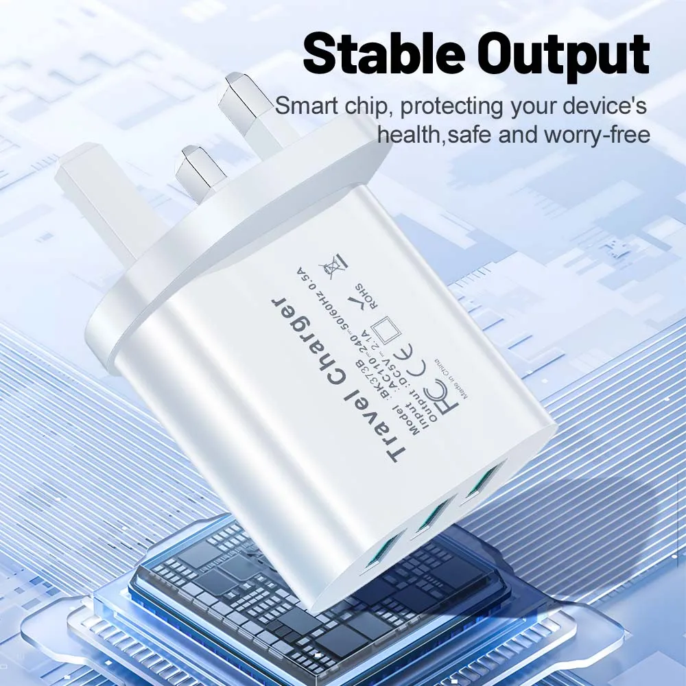 3 Ports USB Mobile Travel Charger For iPhone Samsung Huawei Xiaomi Plug Charging Universal Adapter EU/US/UK Plug