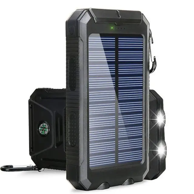 Solar Powerbank 20000mAh - Wasserdicht Mit LED-Taschenlampe & Kompass