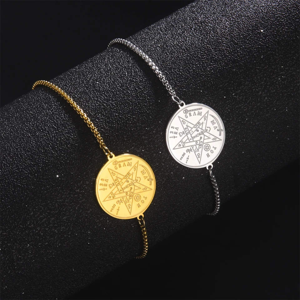 EUEAVAN Bracciale Pentagramma Sole Regolabile Pentacolo Strega