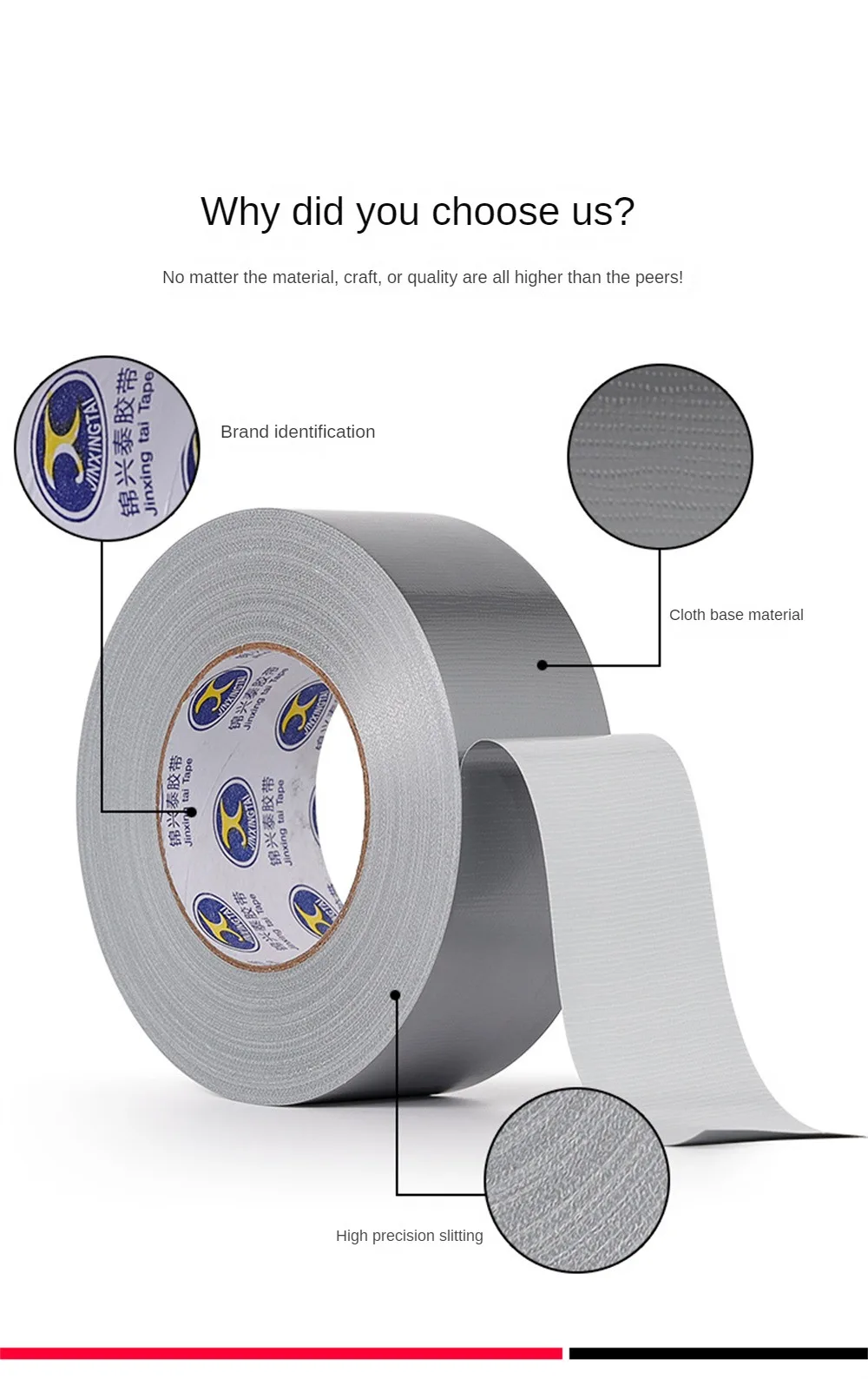 Description Picture 6 of item10m Super Sticky Cloth Duct Tape Carpet Binding Floor Waterproof Heavy Duty Industrial Adhesive Tape Repair Bundles
