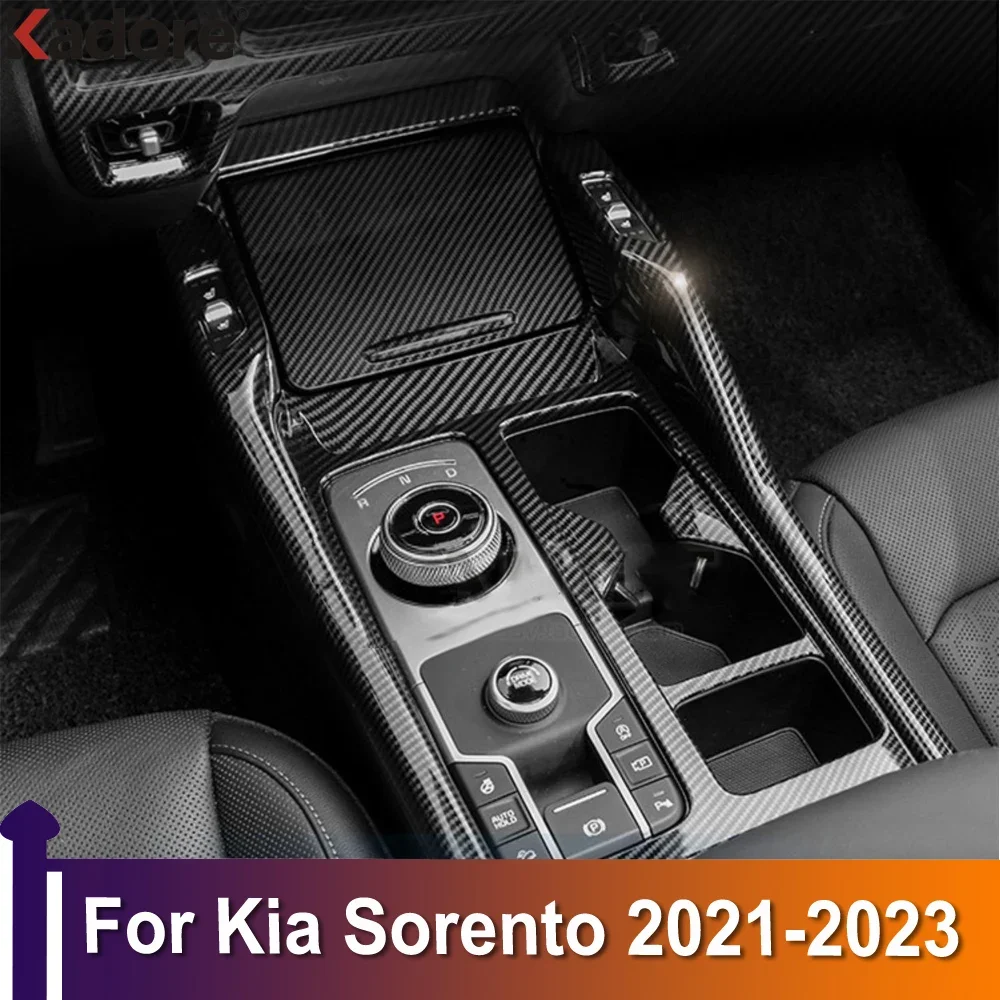 

Car Console Gear Shift Box Panel Trim Frame Covers For Kia Sorento 2021 2022 2023 Carbon Fiber Sticker Interior Auto Accessories