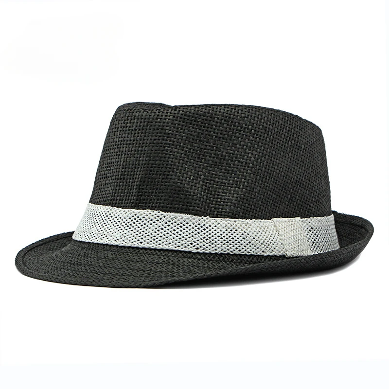 Straw hat Sun protection hat Fedora hat Fashion hat Simple Solid Jazz Hat Men Outdoor Beach Hat Women Straw Woven Stripe Sunshade Casual Buckle Beach Sun Fedoras Panama Cap