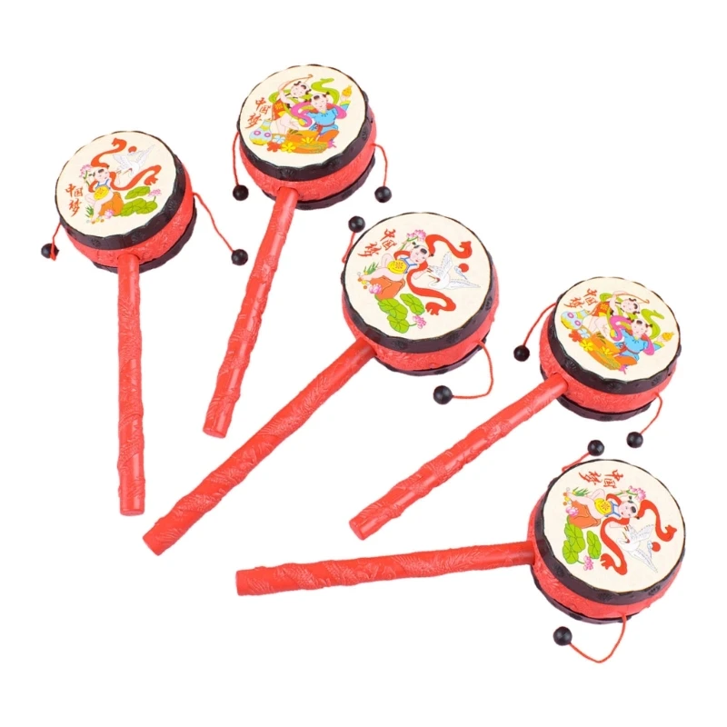 

5PCS Rattle Drum Hand Shaking Monkey Drum Toy Preschool Music Instrument Toy Drop shipping