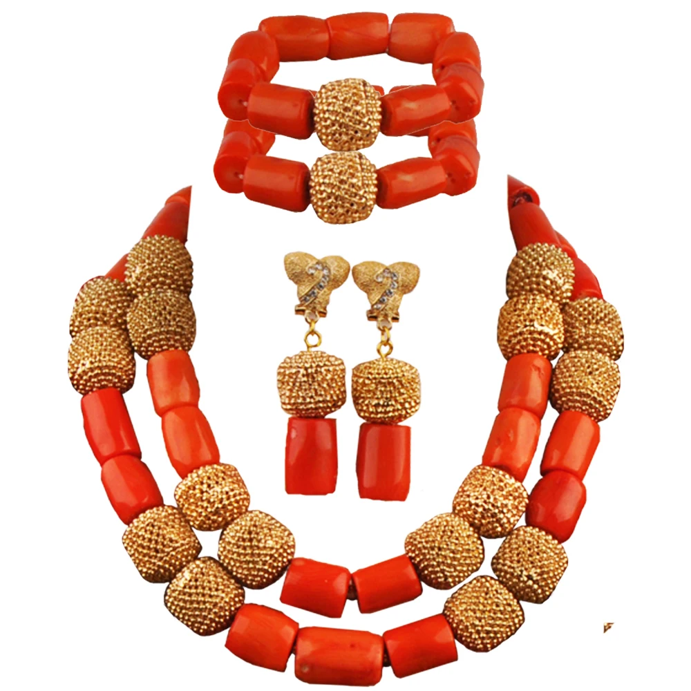 

Оранжевые нигерийские коралловые бусины набор украшений для женщин африканских коралловых ювелирных изделий