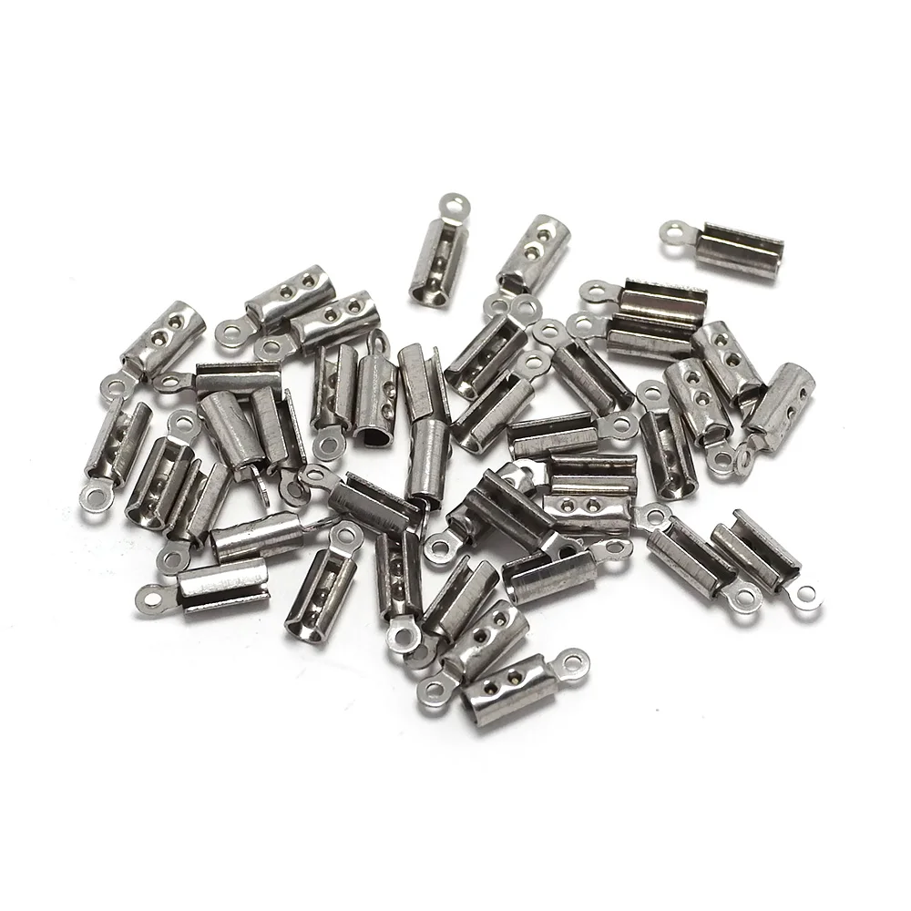 

50pcs Stainless Steel Crimp End Tips,Feather Leather Cord Chain Ends Connector,Earring Jewelry Necklace Making 10x3mm