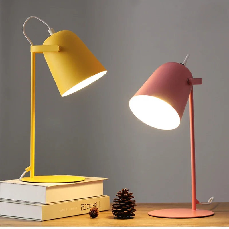 

LED Desk Lamp Eye Protection Reading Light Book Light For Reading Office pink lamp lamparas de mesa Metal Nordic Table Lamp