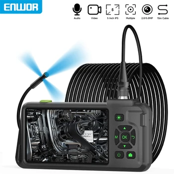 ENWOR 5'' IPS Full Color Endoscope Camera HD 1080P 8mm Single Dual Triple Lens IP68 Waterproof Inspection Camera for Check Car 1