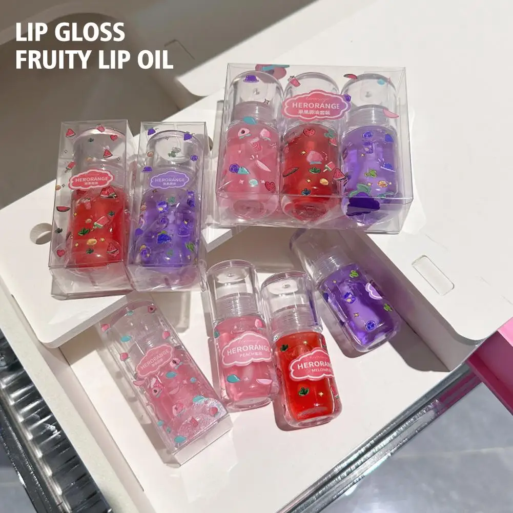 

Fruit Moisturizing Lip Gloss Crystal Jelly Transparent Oil Reduce Care Lip Lasting Lines Lip Plumper Hydrating Smooth Fine R4A7