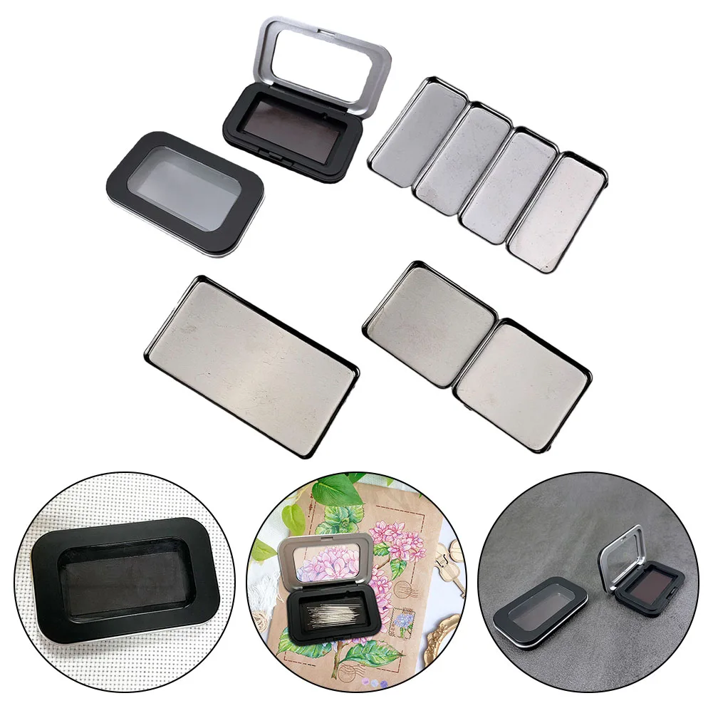 Black Rectangle Sewing Needle Storage Case Magnetic Embroidery Needles Holder Buttons Pins Workbox Box For iron Material
