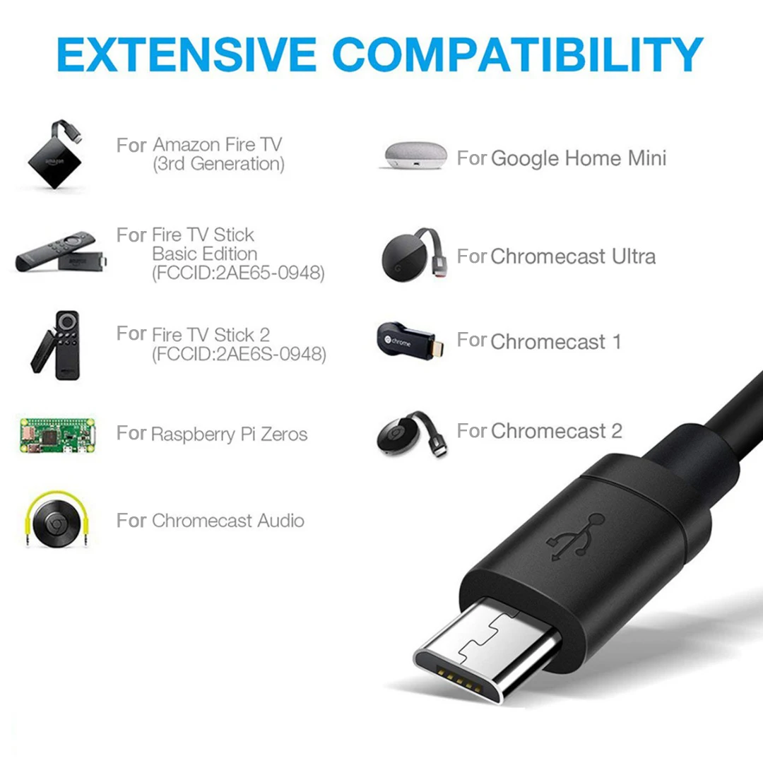 1pc For Chromecast TV Ethernet Adapter USB 2.0 To RJ45 10/100Mbps For Fire TV Stick 4K Connection With USB Power Supply Cable