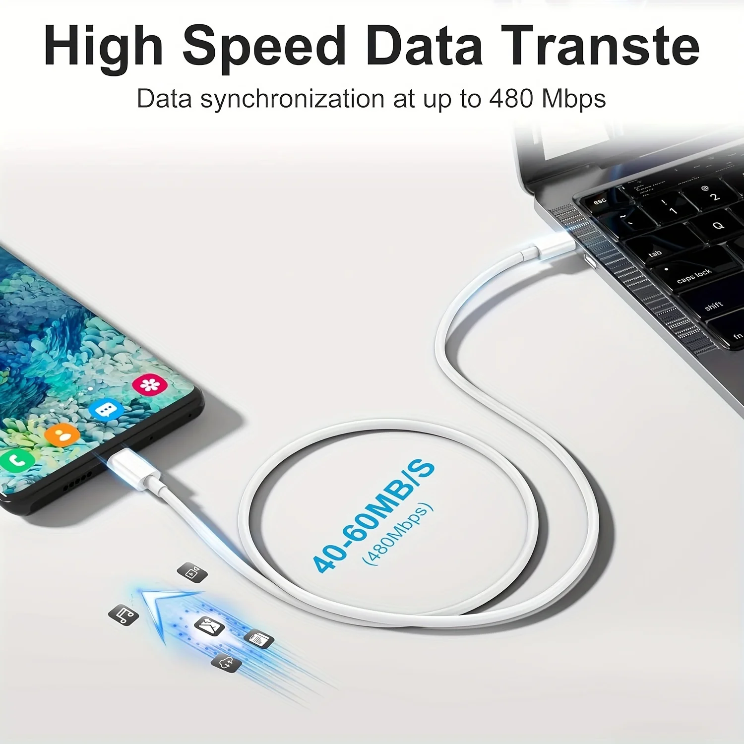 Triple Pack USB C to USB C Fast Charging Cable Set - 1M, 2M, 3M, 60W Type C Charger Cord