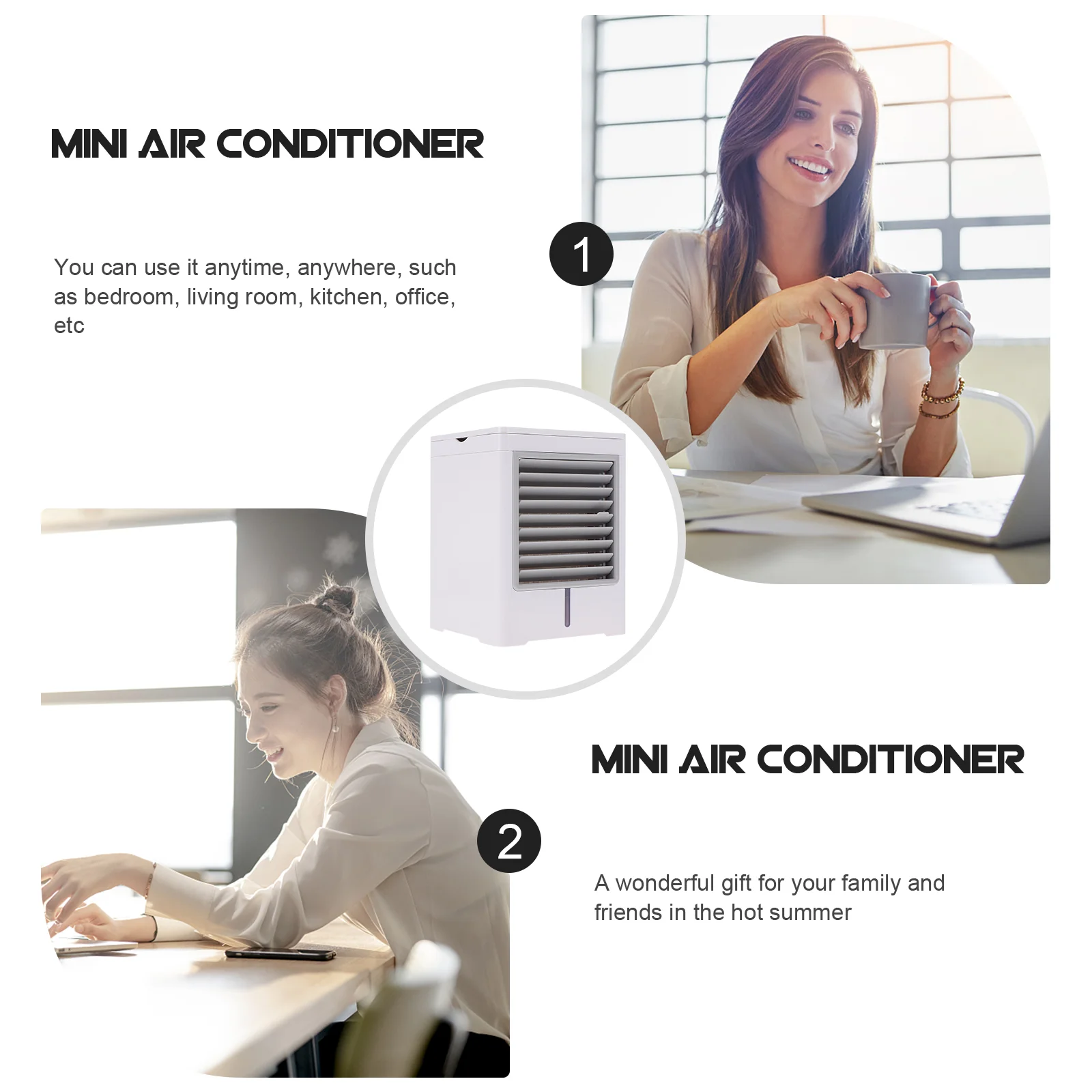 Portable Usb Cooling Fan Mini Air Conditioner Desktop Air Cooler Abs Large Outlet Three Speed Timing Function Car Parts