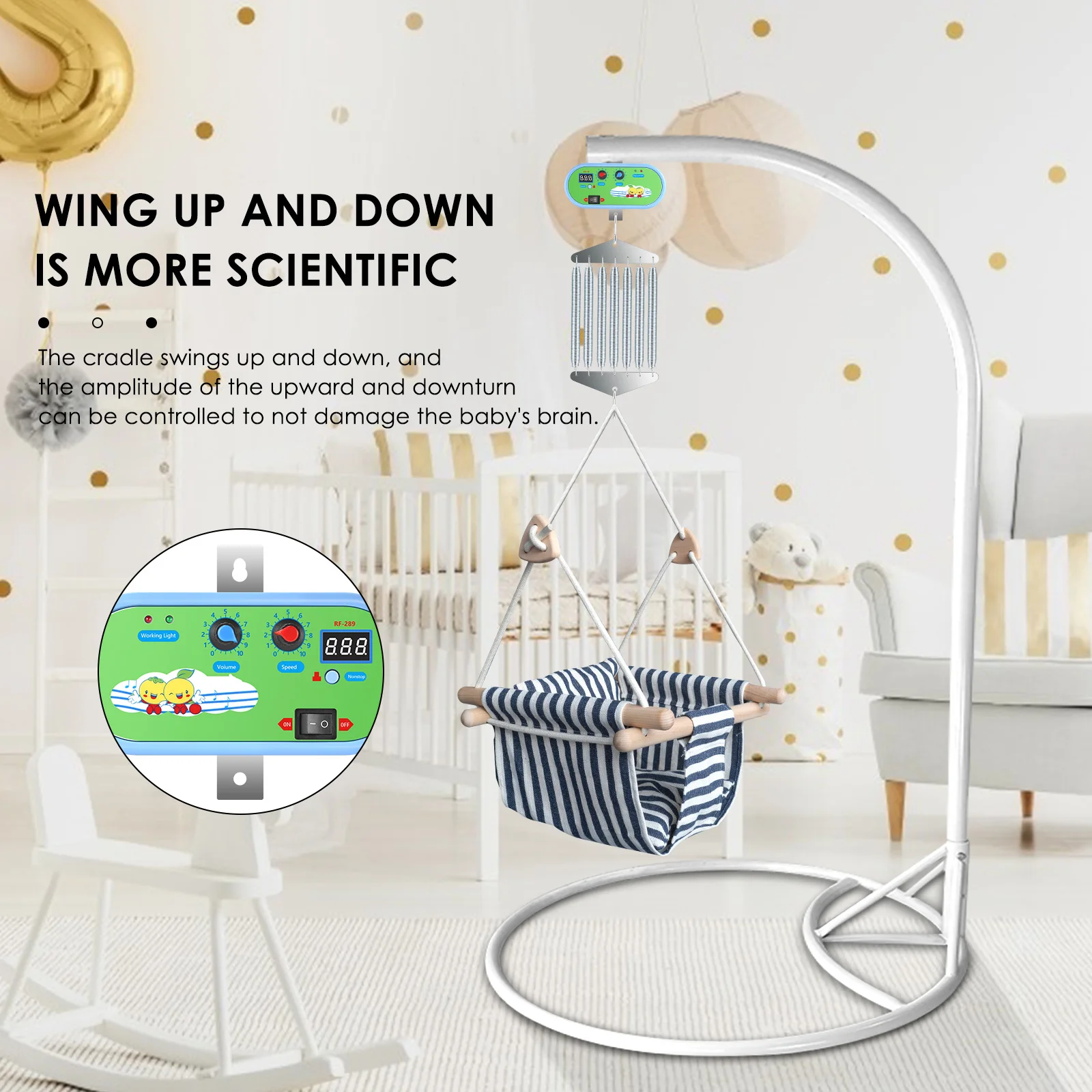 Hanging Electric Cradle for Baby, Adjustable Timer, Swing Spring for Baby Cradle, Up to 19 kg Furniture For Children Sewing