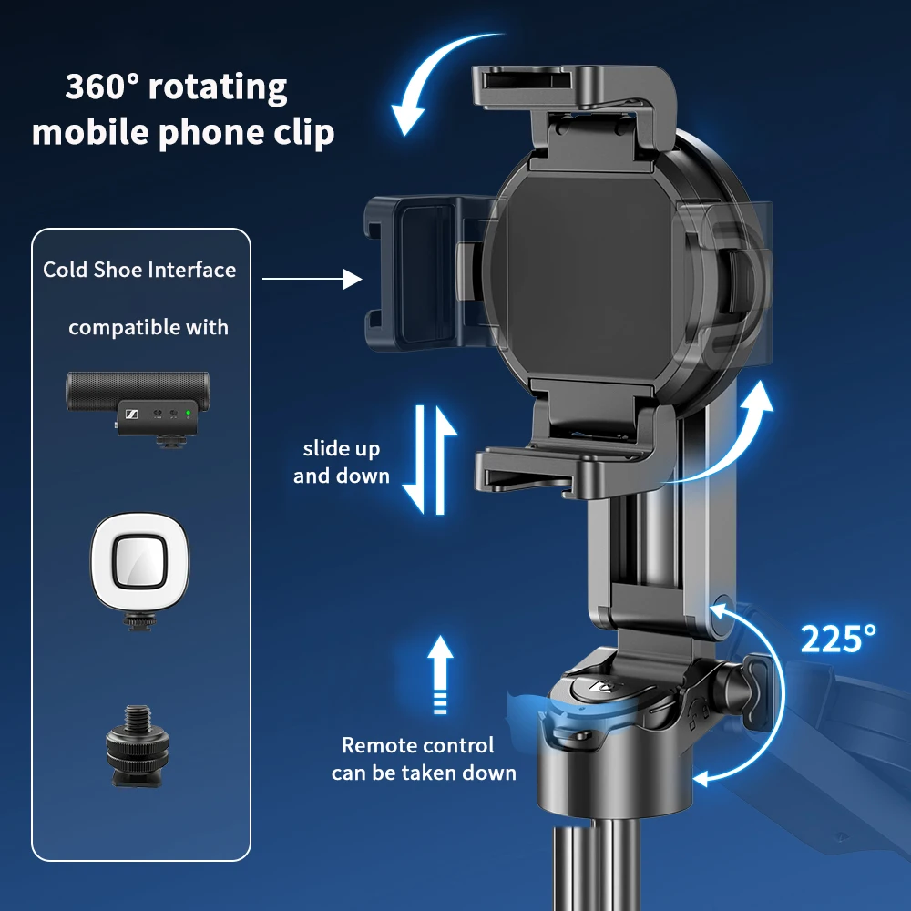Magsafe Tripod Stand for iPhone Portable Pocket Size Selfie Stick Rechargeable Remote Metal Ring Compatible with Android