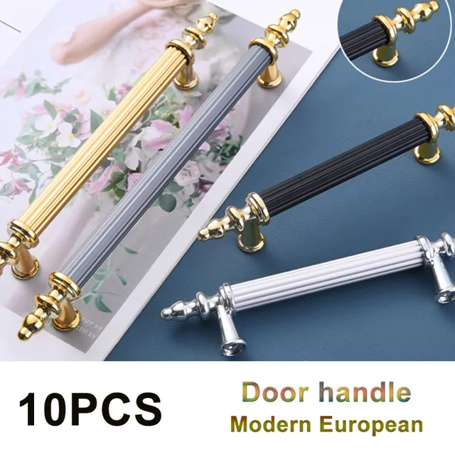 10 แพ็คโมเดิร์นยุโรปอลูมิเนียมประตูตู้จับบาร์เรลรูปห้องครัวจับทองฮาร์ดแวร์ครัวเรียบง่าย 1