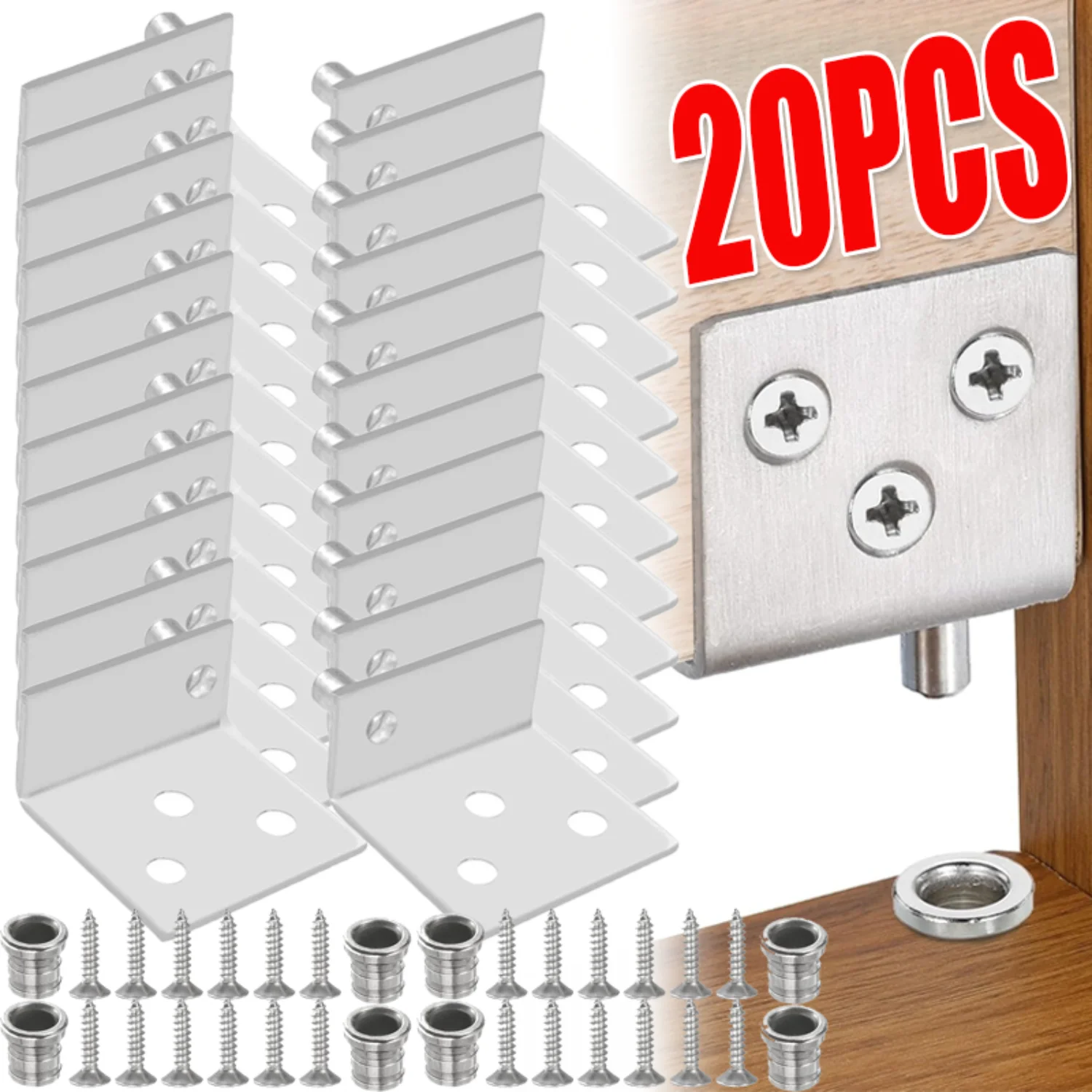 บานพับสแตนเลสแบบซ่อน 2-20 ชิ้น บานพับประตูตู้แบบซ่อน บานพับมุม CT สำหรับแผ่นไม้ ตู้เก็บของ ขายึด 1