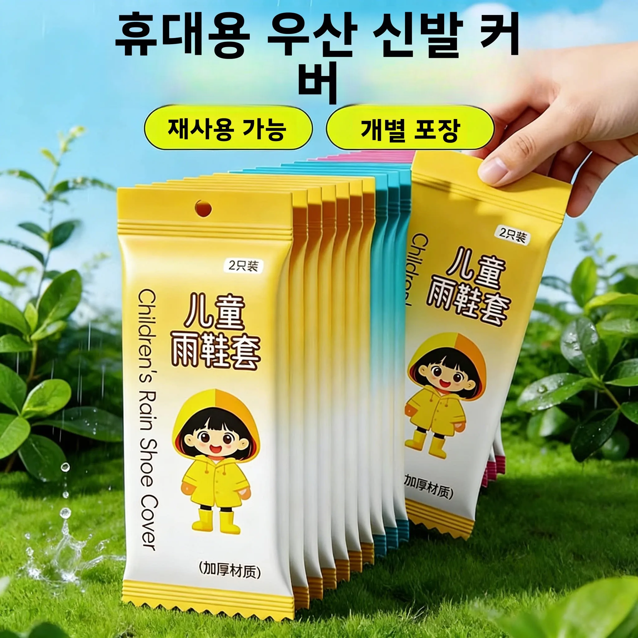 일회용 두꺼운 방수 미끄럼 방지 레인 부츠 커버 (어린이 및 성인용) - 비 오는 날을 위한 학교 및 야외 활동용