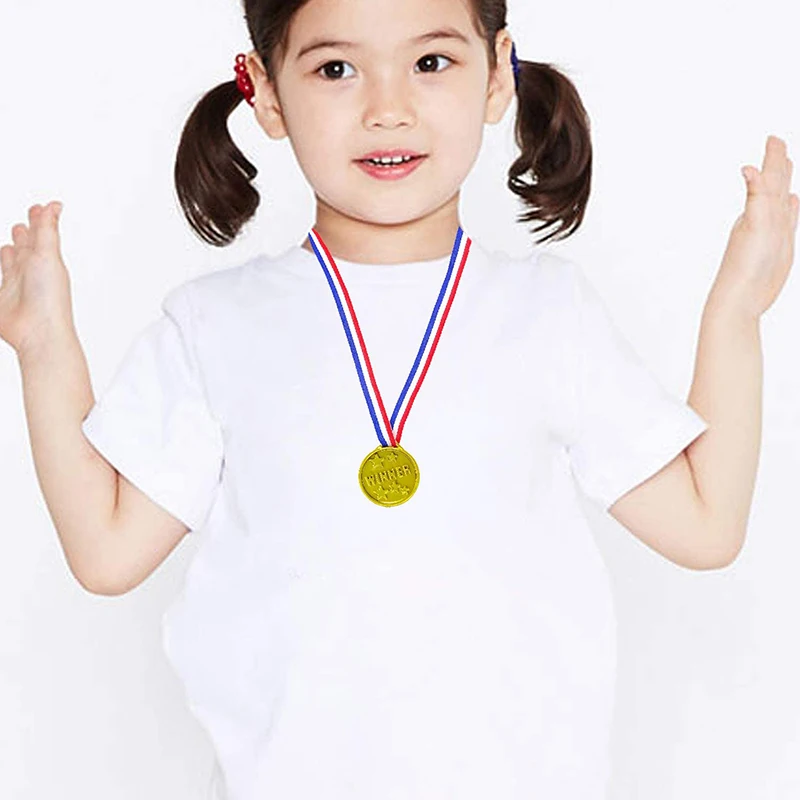 5/10/20pcs Children Plastic Gold Winner Award Medals Party Favor Sports School Competition Class Rewards Winning Gift Carnival