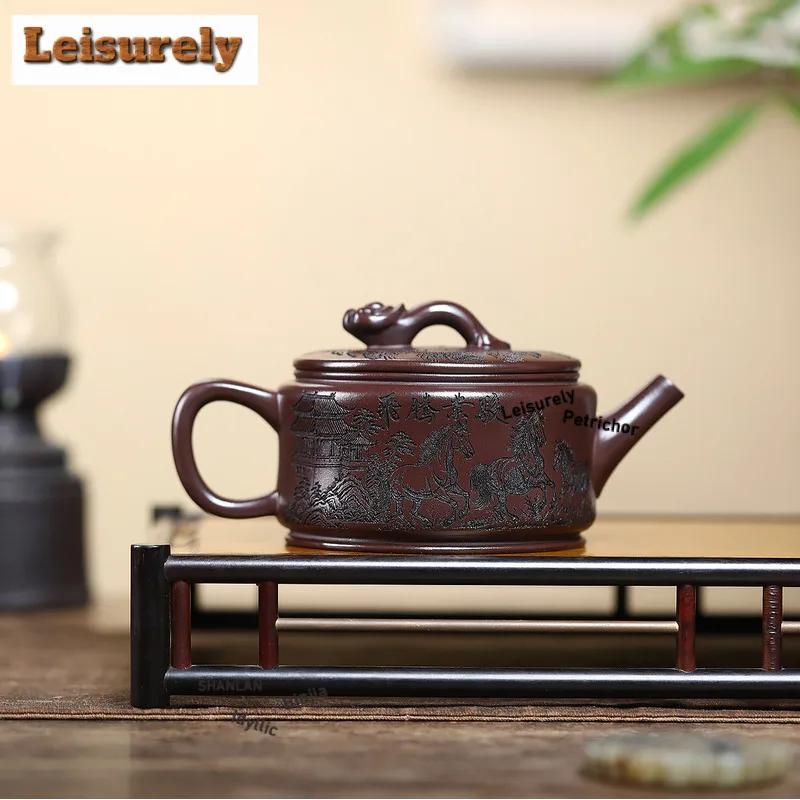330ml Ancient Yixing Purple Clay Teapots Handmade Large Caliber Pot Raw Ore Stone Red Mud Kettle With Strainer Zisha Tea Set