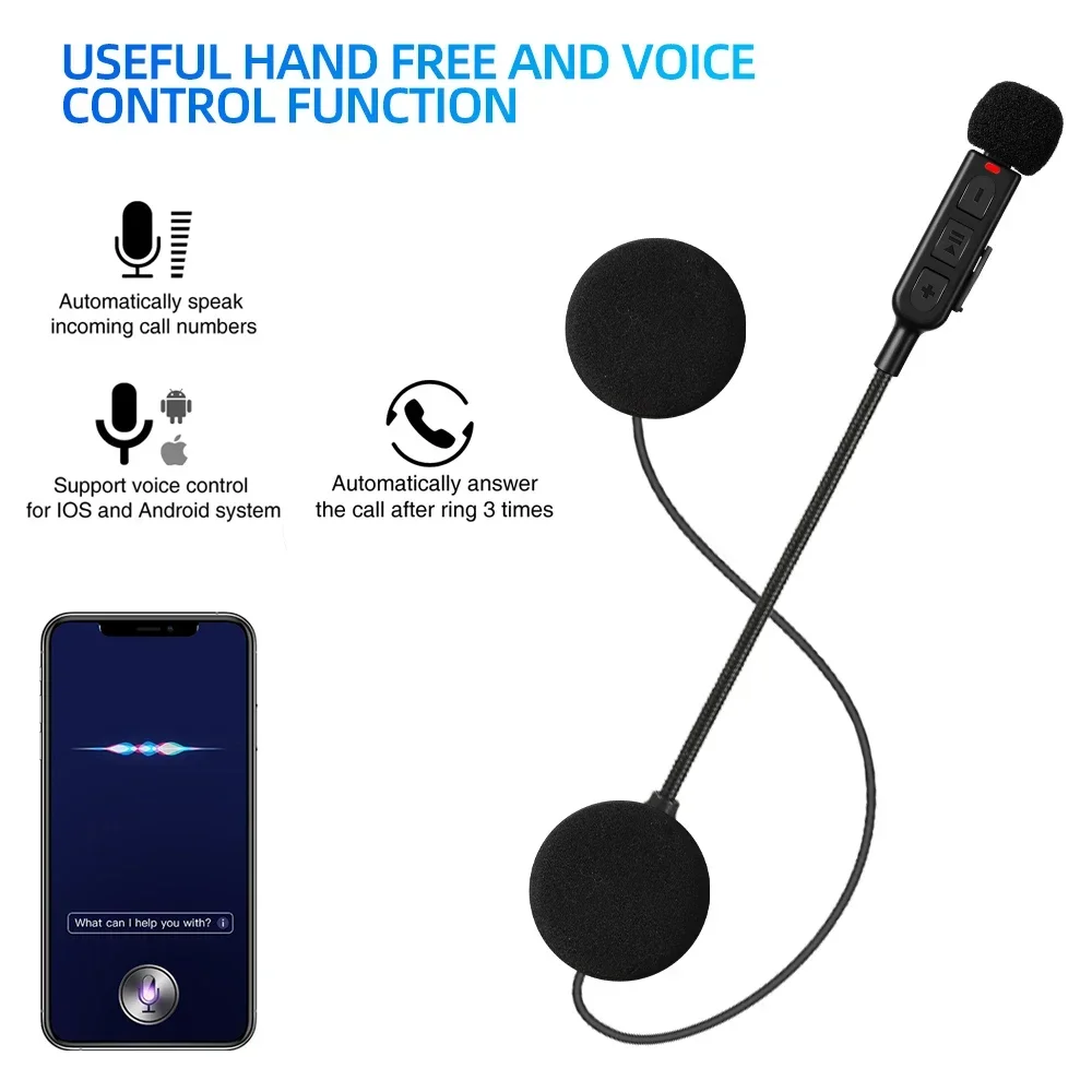 BT30 Bluetooth5.3 Motorcycle Helmet Headset Wireless Riding Headphone Anti-Interference Handsfree Earphone with Voice Assistant