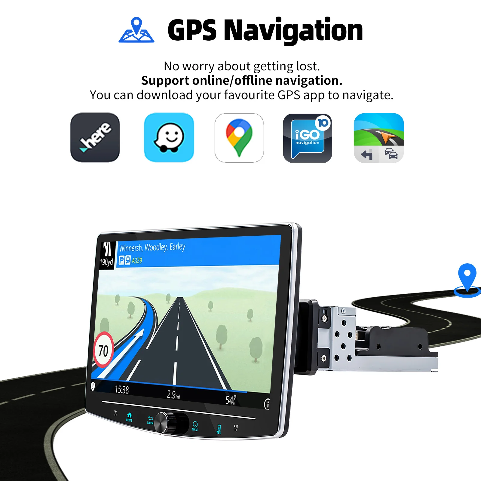 ESSGOO Android 15 10,1" 360 ° Drehbarer Bildschirm 1DIN 6+128G 8core 4G Universal Auto Stereo Carplay mit Mikrofon AM Wifi BT RDS SWC – Detail 8