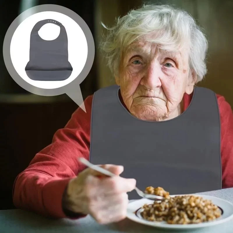 Adult Silicone Bib Elderly Eating Bib Waterproof Burping Cloth Large Size Unisex Adjustable Bib Reusable Elderly No-wash Protect 3