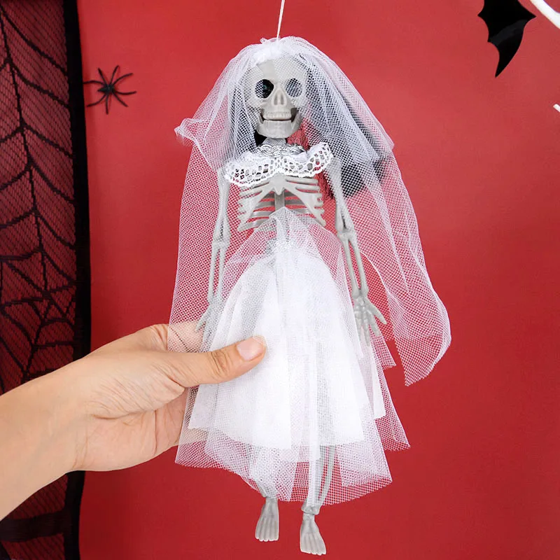 Halloween Skelett Braut und Bräutigam Paar Ornament Schädel Knochen hängen Dekoration für zu Hause Spukhaus Horror Requisiten Bar Dekor – Detail 6