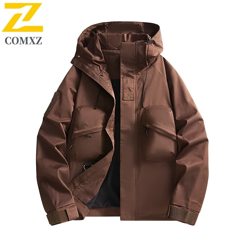 COMXZ Outdoor Adventure Men Jacket Hooded Wind Resistant Motorcycle Coat Casual Urban Style Light Autumn New Men Apparel