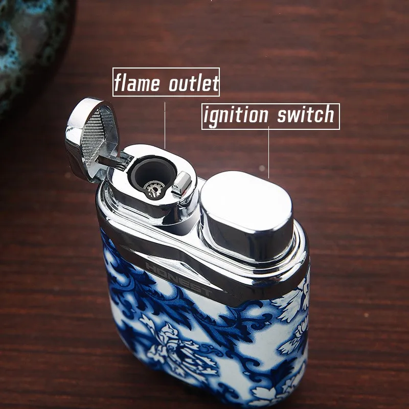 Celadon Lighters for Men Metal Electronic Ignition Jet Lighters Windproof Torch Smoking Gift