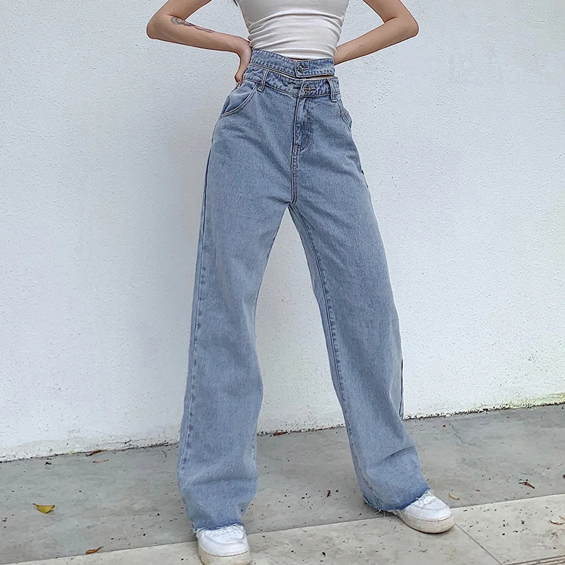 Casual Fashion Sexy Hollow High Waist Jeans Wide Leg Pants Belt Ladies Streetwear Harajuku Trousers Loose Jeans 2023 New Women