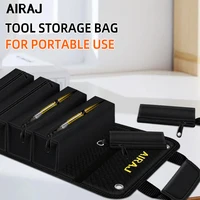 AIRAJ 18 inch Roll-Up Tool Bag 4 fixed large pockets and 2 detachable small pockets，Oxford Fabric Multi-Tool Organizer  ﻿