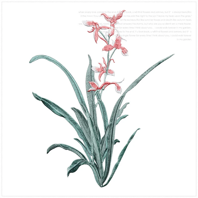 19x24,5 cm Orchidee Blumen Patch Eisen auf Applikation Blumen Patch für Kleidung Stoff Eisen zu kleben DIY Mantel Jeans Accessoires – Detail 5