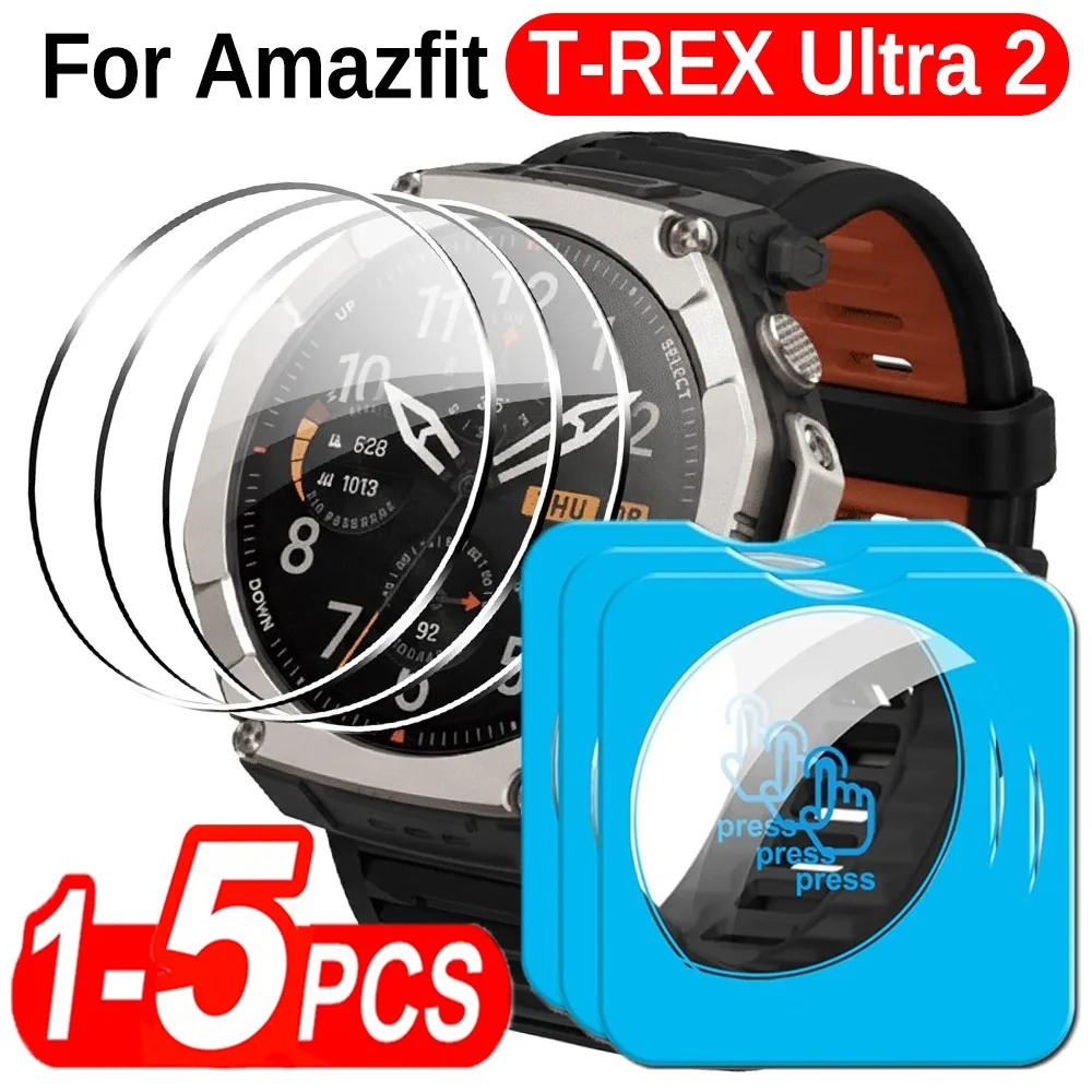 Amazfit T-Rex Ultra 2용 HD 투명 강화 유리 1-5개 자동 정렬 설치 키트가 포함된 화면 보호기 보호 유리 필름