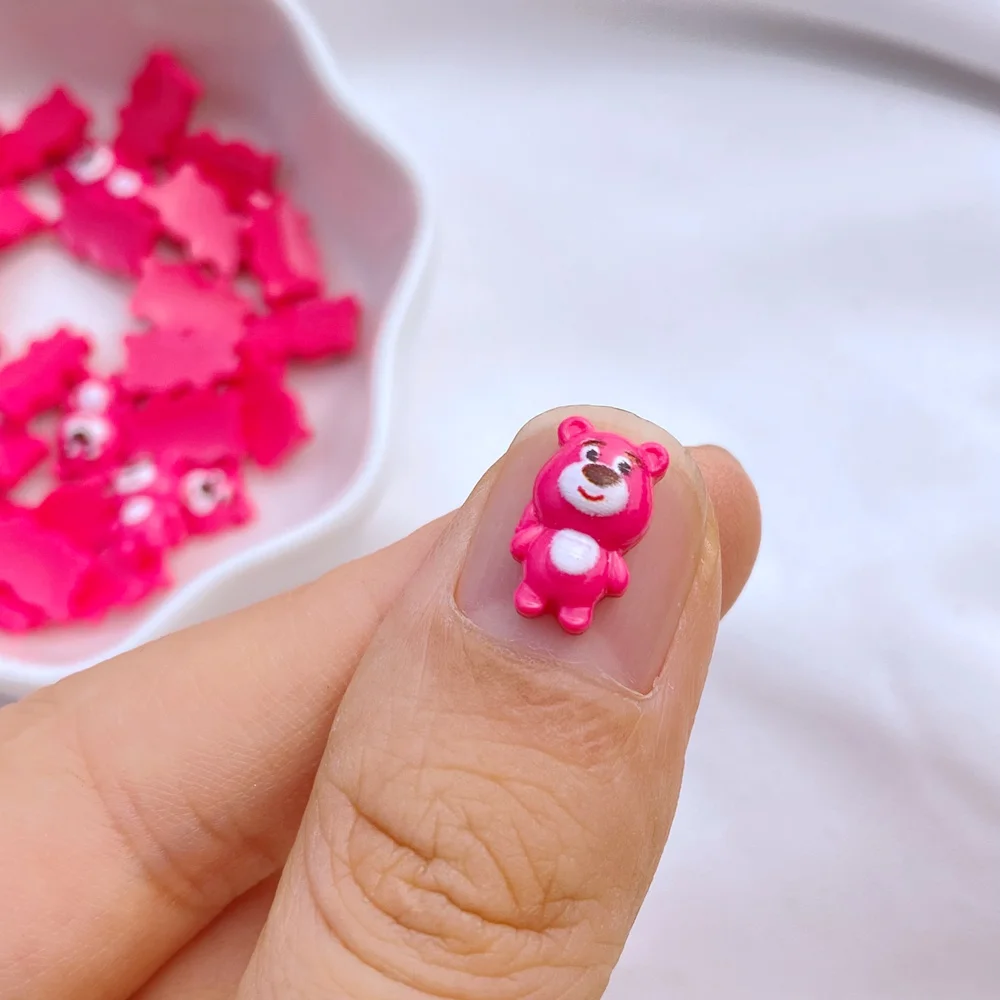 Resin Jewelry Accessories 50Pcs New Cute Mini 6*11mm Resin Little Bear Series Flatback Ornament Jewelry Making Manicure Hairwear Accessories