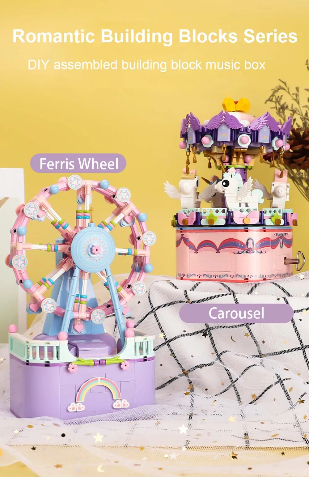 710 sztuk DIY diabelski młyn klocki montaż karuzela obrotowa pozytywka Mini klocki Model miasto prezent dla dzieci 7 S66406b3d59104e6b9ef1e5e04149908fi 710 sztuk DIY diabelski młyn klocki montaż karuzela obrotowa pozytywka Mini klocki Model miasto prezent dla dzieci