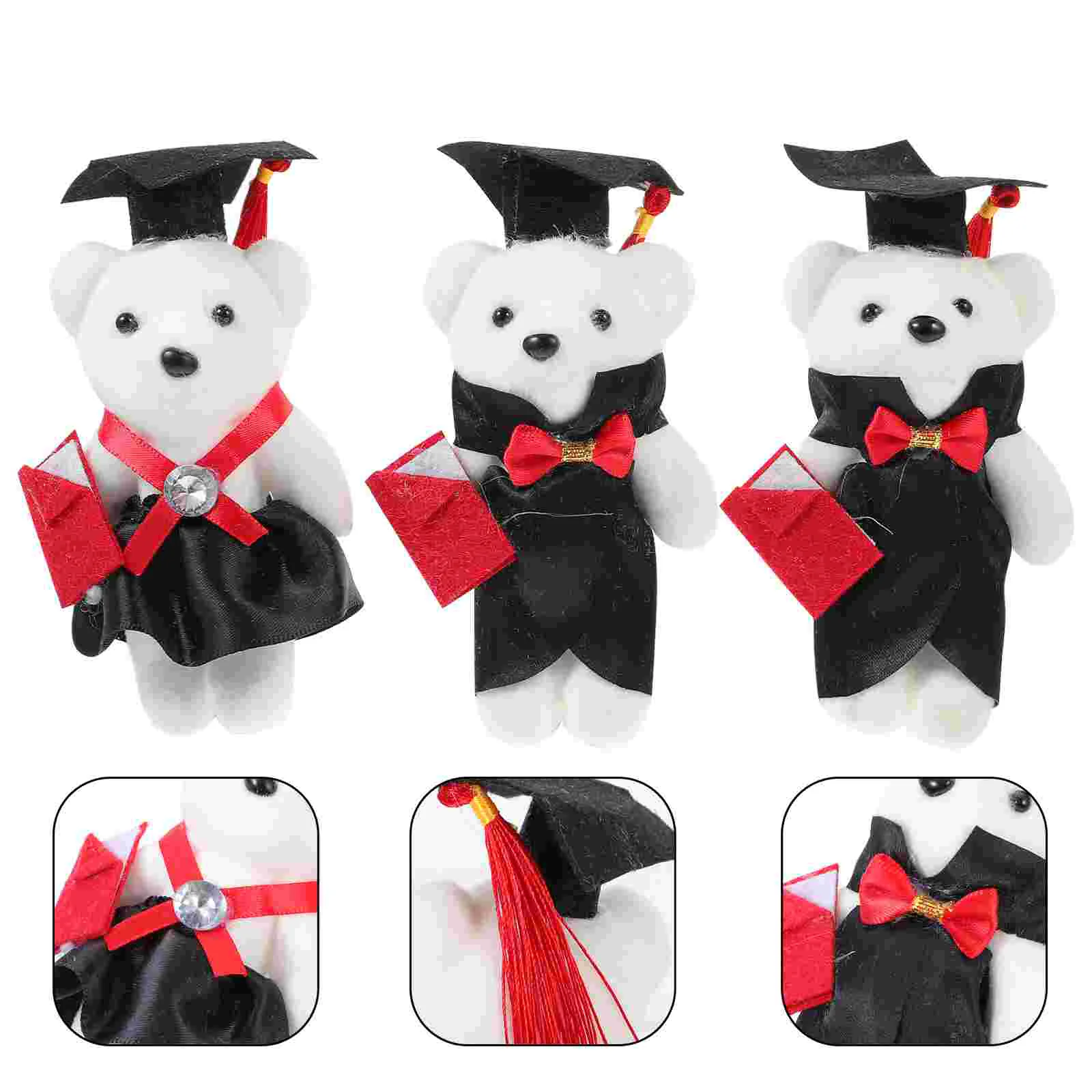 3 Pcs Decorative Bear Stuffed Animal Decoration Bears Lovely Graduation Decorations