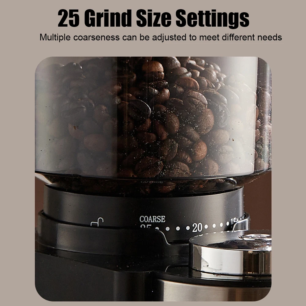 Electric Burr Coffee Grinder Adjustable Automatic Conical Burr Mill Coffee Bean Grinder with 25 Grind Setting for Espresso 6